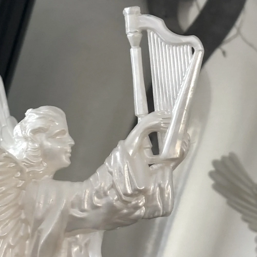 Vintage Angel Christmas Tree Topper. Sculpted | Holiday | 9” White | Resin | EUC